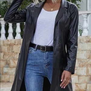 Faux leather trench
